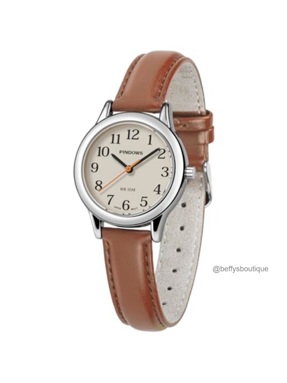 Minimalist Analog Watch Leather Band Luminous Dial Small Wristwatch